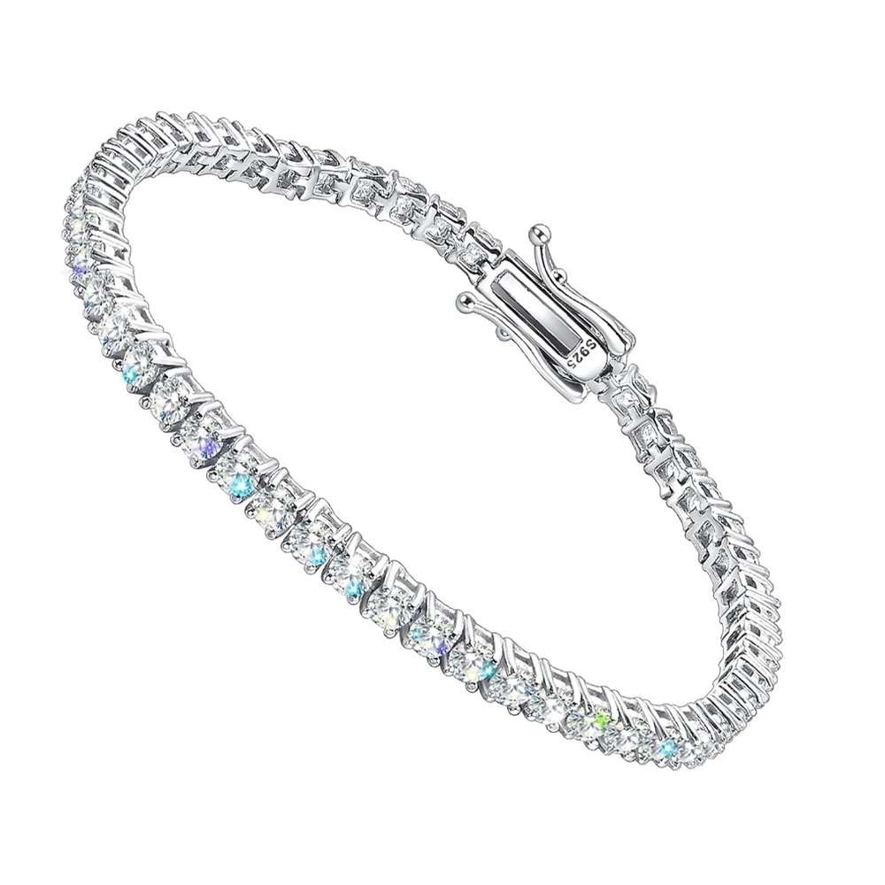 Genuine 18k Gold 5.4 Carat Diamond Tennis Bracelet ~ Elegant Moissanite Jewelry
